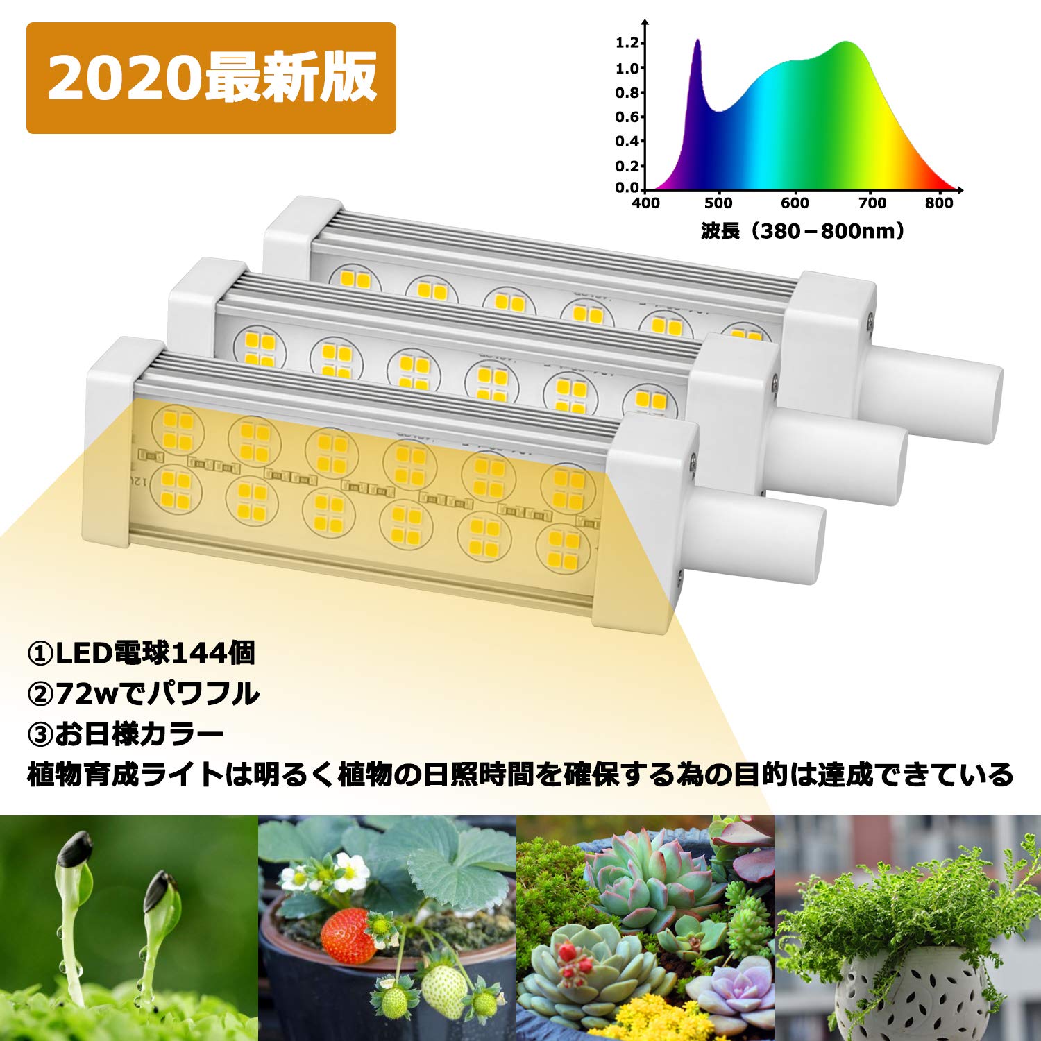 Amazon.co.jp: NARRNA 【最新型】植物育成ライト LED植物育成灯 72W